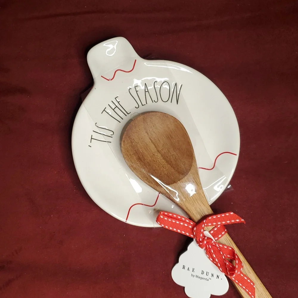 Rae Dunn‎ Wooden Spoon and Ceramic Holder Set